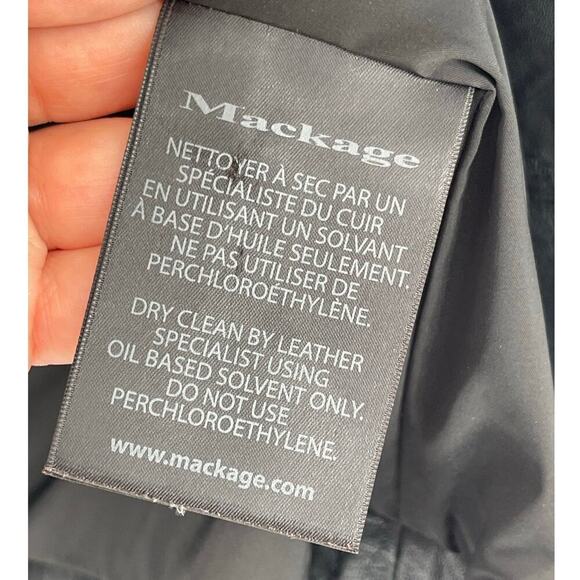 Mackage Black Miela-N Belted Lambskin Leather Moto Motorcycle Biker Jacket XS - Picture 8 of 10